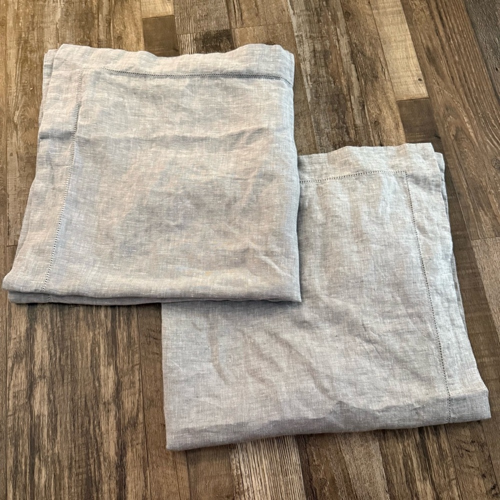 2 pack Pottery Barn Belgian Linen Pillow Shams- Gray 26x26